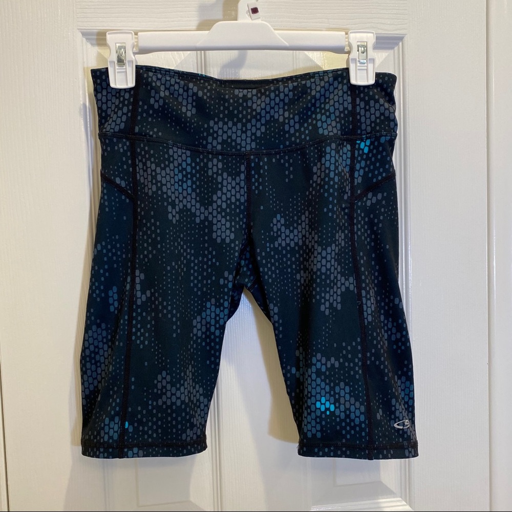 Champion Duo Dry Black Blue Printed Bermuda Athletic Shorts Size M